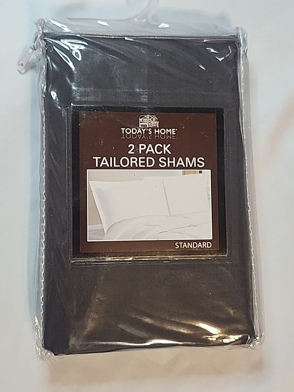 Today's Home Tailored Shams 2 pack Very Dark Grey Standard 20" x 26"